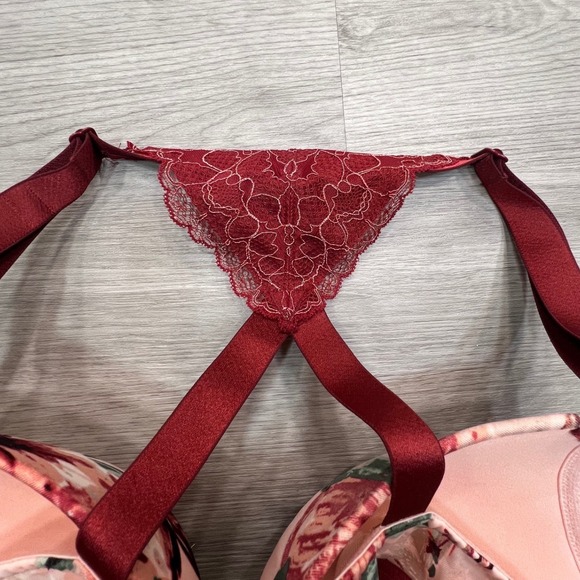 Cacique Pink Floral Boost Plunge Bra Front Closure 42C - Picture 8 of 10